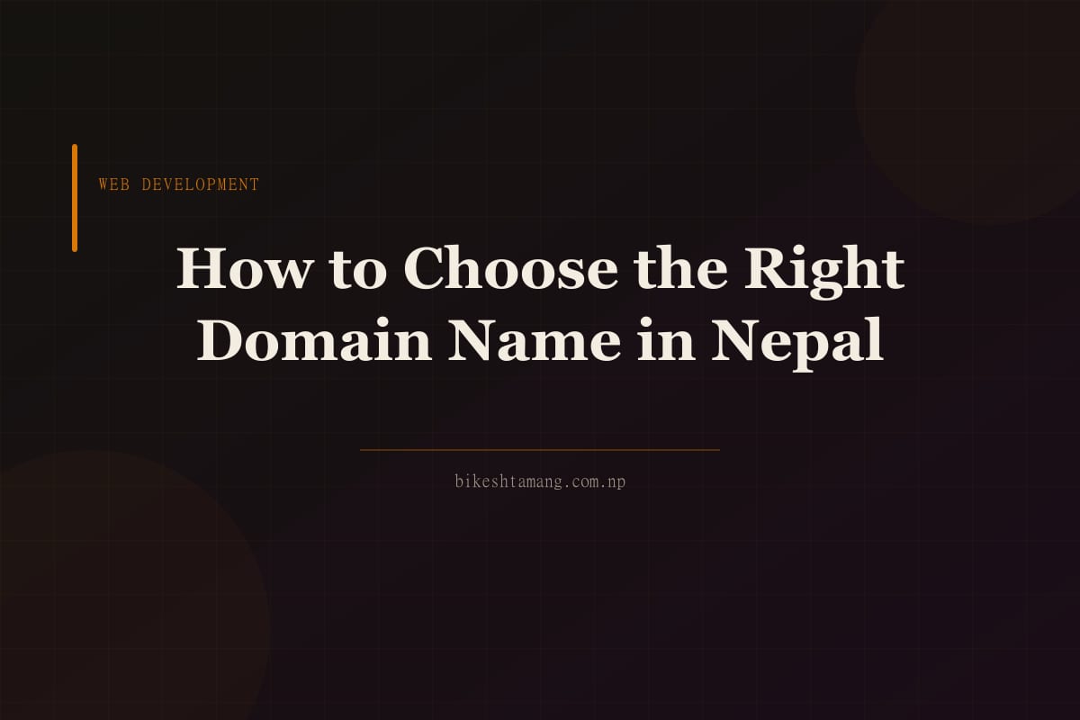 A person registering a domain name on a laptop with a Nepali cityscape visible through a window