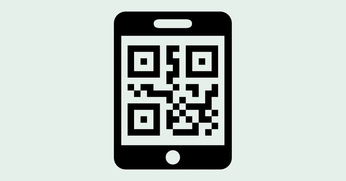Illustration of a mobile phone with a QR code; this is not an active review code