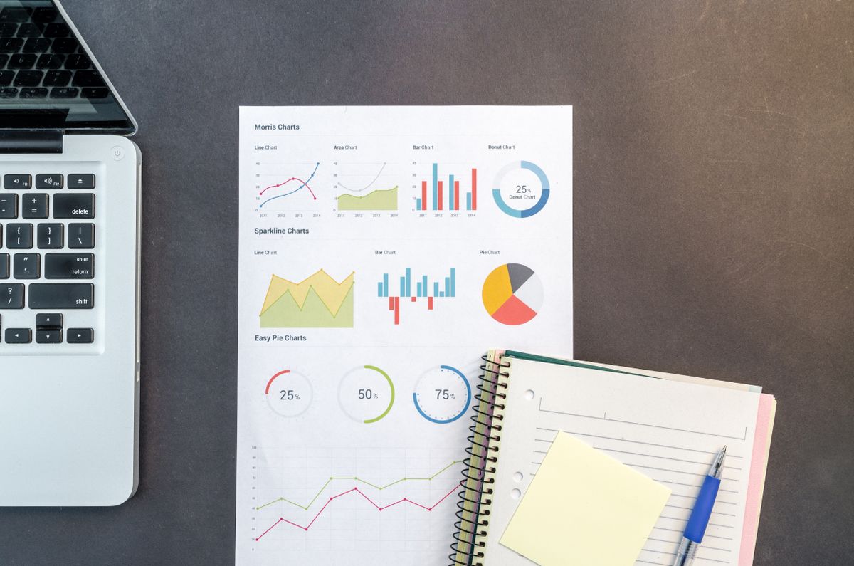 An analytics dashboard on a laptop screen, much like the reports inside Google Search Console