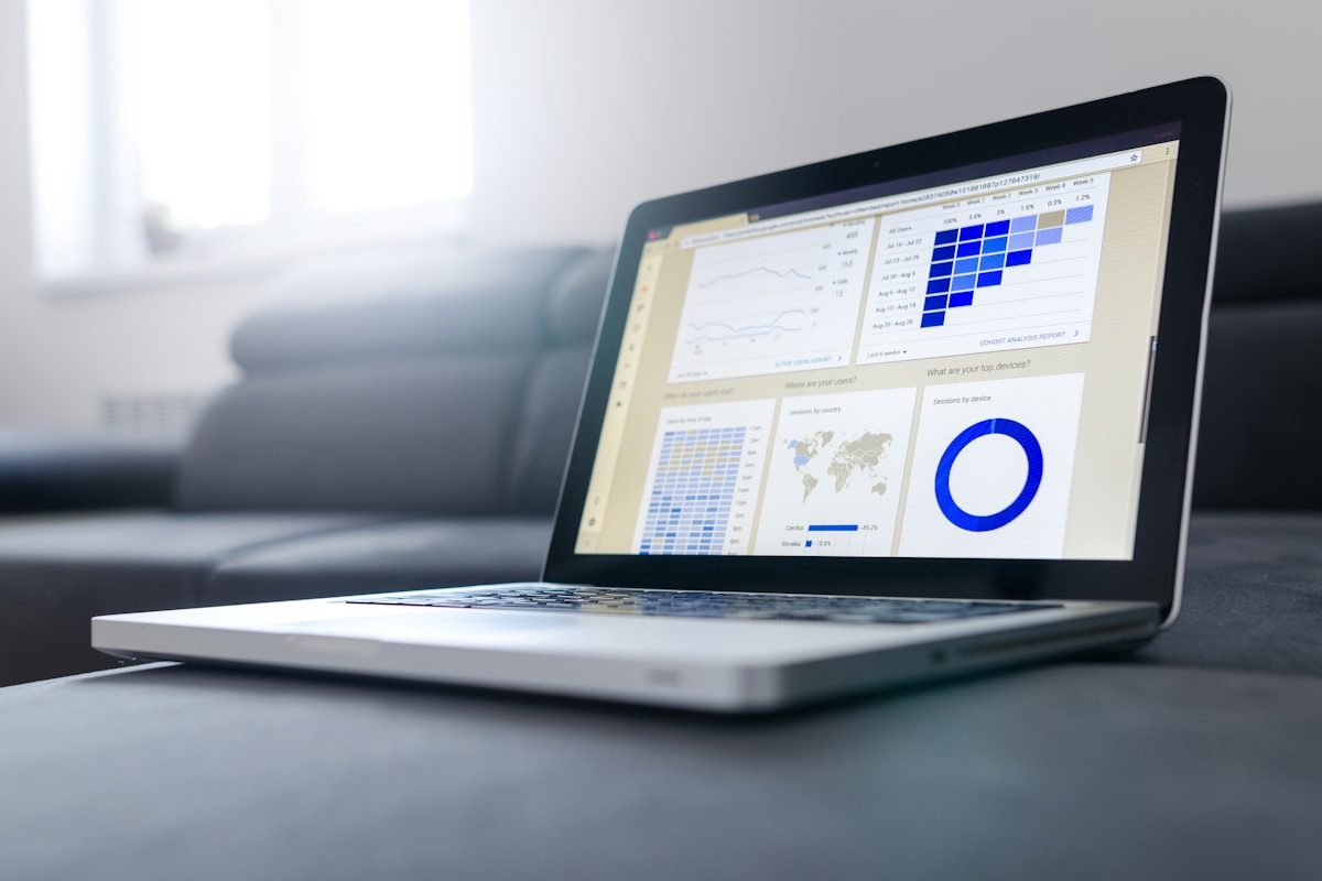 Data analytics dashboard representing keyword frequency and density analysis for SEO content