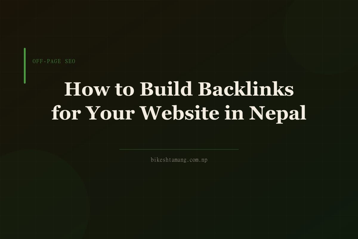 A laptop screen showing backlink analysis data with a Nepali cityscape in the background