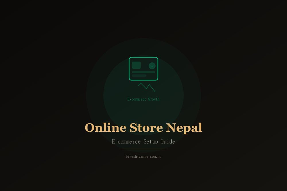 Online store concept with product cards and growth chart representing e-commerce in Nepal