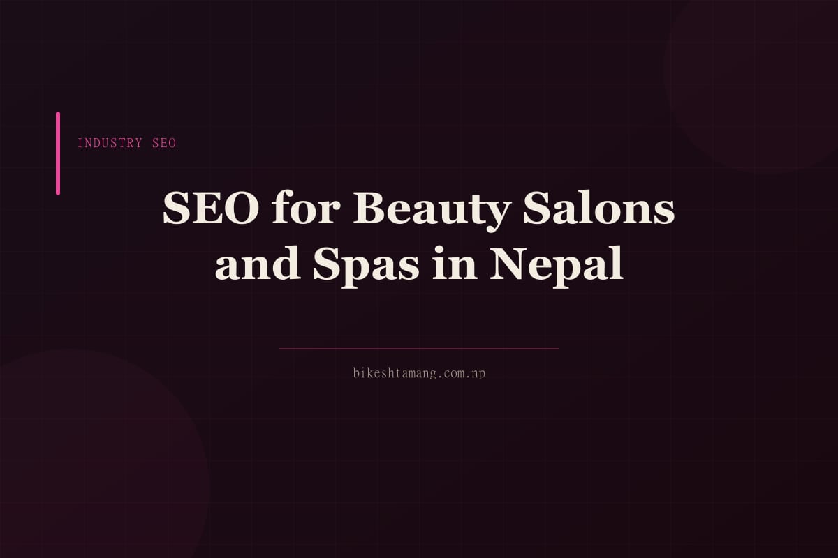 Interior of a modern beauty salon in Kathmandu with stylists working and a laptop showing Google search results