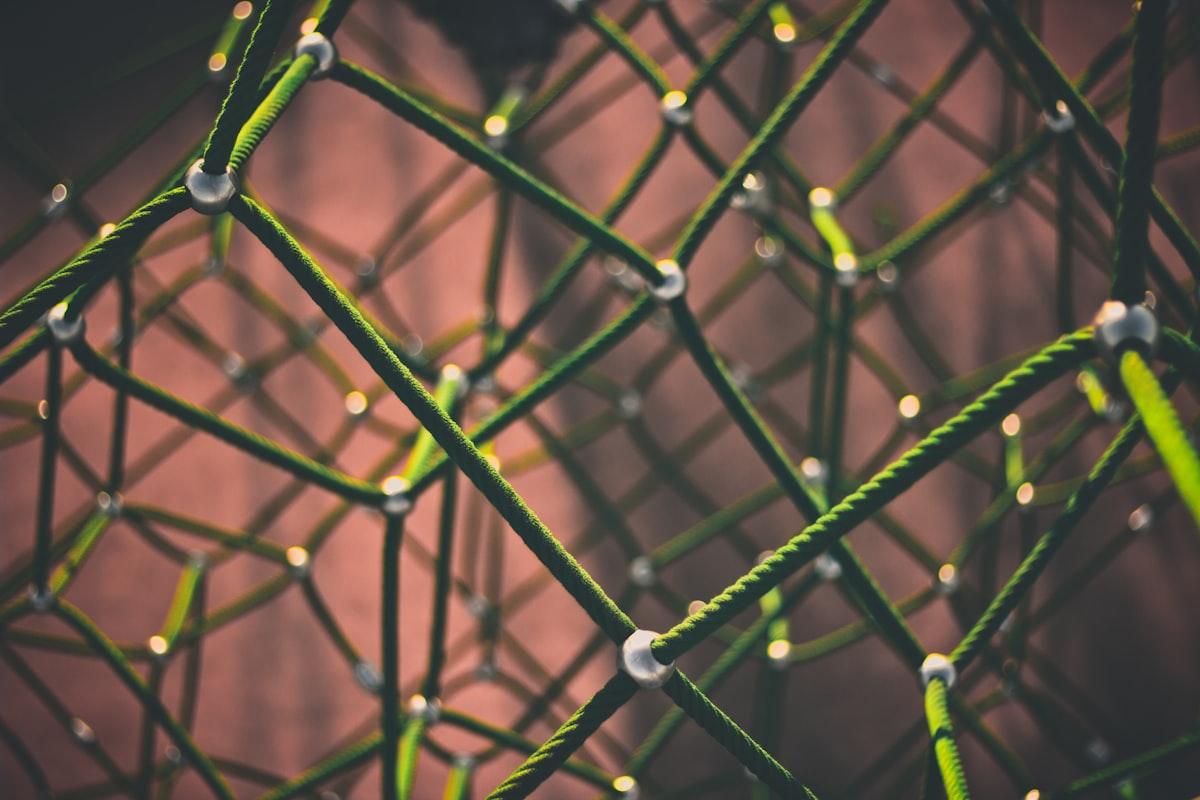 Interconnected network of nodes and links representing how topical authority connects content across a website
