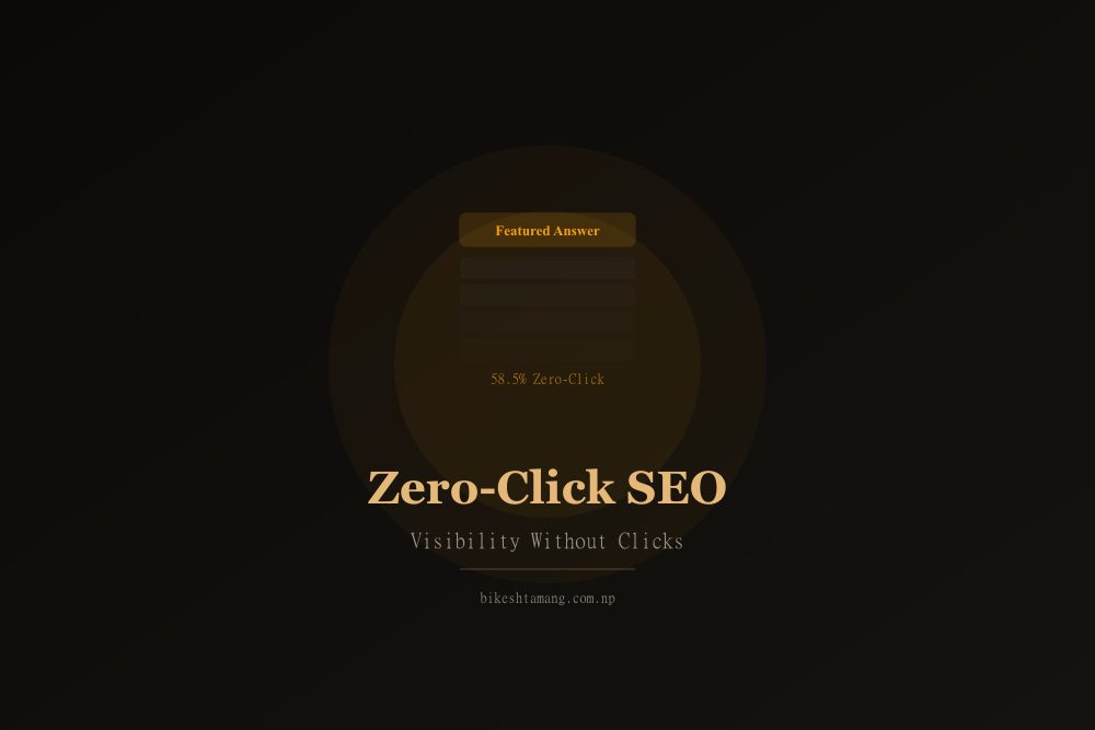 Zero-click search concept showing featured answer box above dimmed organic results